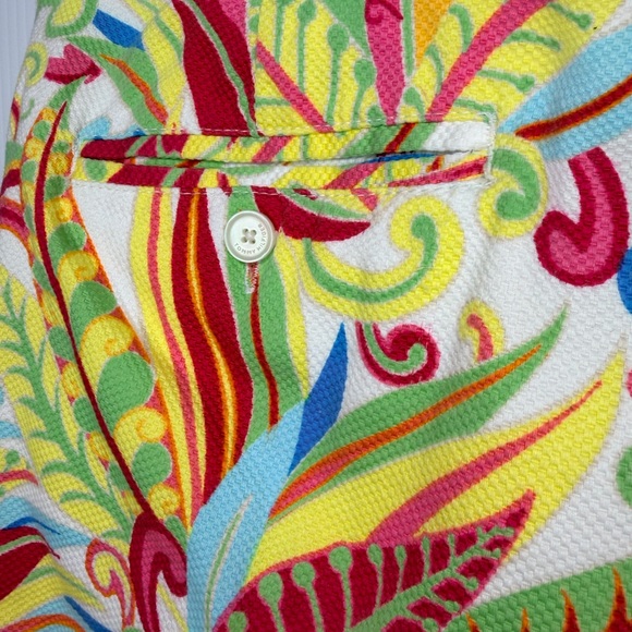Tommy Hilfiger Y2K Tropical Floral Leaf Print Cropped Pants Multi-Color Size 10 - Picture 12 of 16